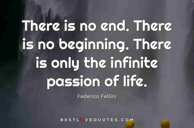 There Is No End There Is No Beginning There Is Only The Infinite Passion Of Life Best Love Quotes